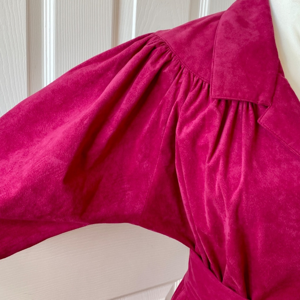 Lilli Ann Vintage Dress 1970s Magenta Dress Raspberry Pink Ultrasuede Minx vibe - Picture 7 of 12